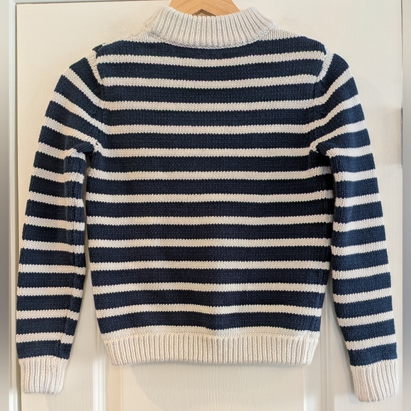 Kule Navy Ivory Striped Knit 100% Cotton Sweater Size XS Fisherman Nautical - Picture 8 of 13